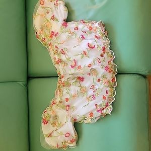 Crop top with beautiful sheer floral overlay. Size M